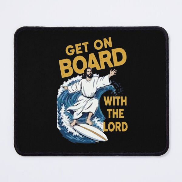 Item preview, Get On Board With The Lord Vintage Surfing Jesus Graphic designed and sold by haitrieuic96.