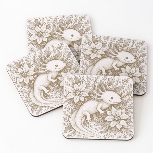 Item preview, Christmas Axolotl: Retro Botanical Magic designed and sold by BriSher.