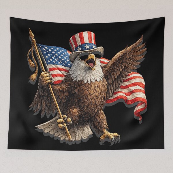 Item preview, A patriotic bald eagle waving the American flag | Freedom celebrations in the USA designed and sold by Ach&Koor.