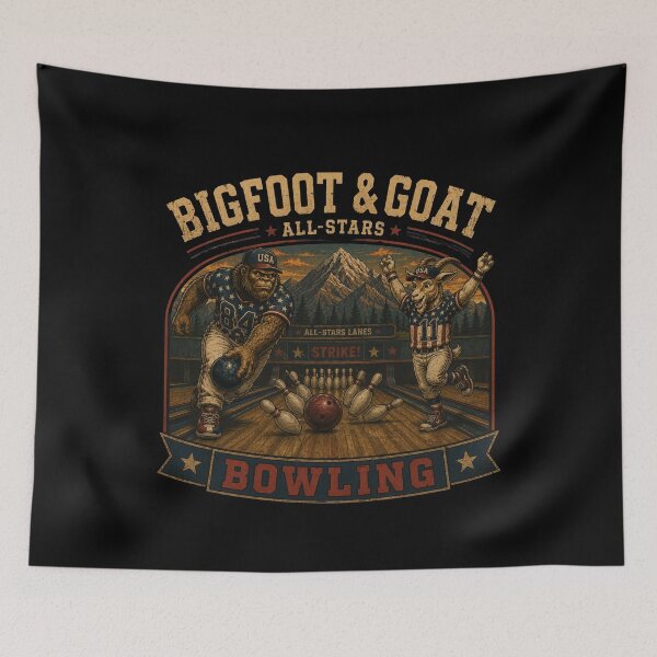 Item preview, Bigfoot & Goat All-Stars – Bowling Strike designed and sold by NicheBloom.