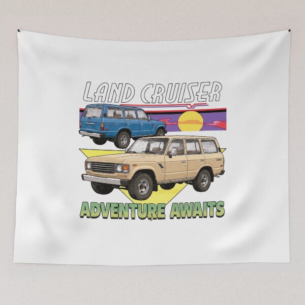 Item preview, Retro Style Land Cruiser 60 Series Adventure Awaits [White Shirt Only] designed and sold by Off-Road-Zone.