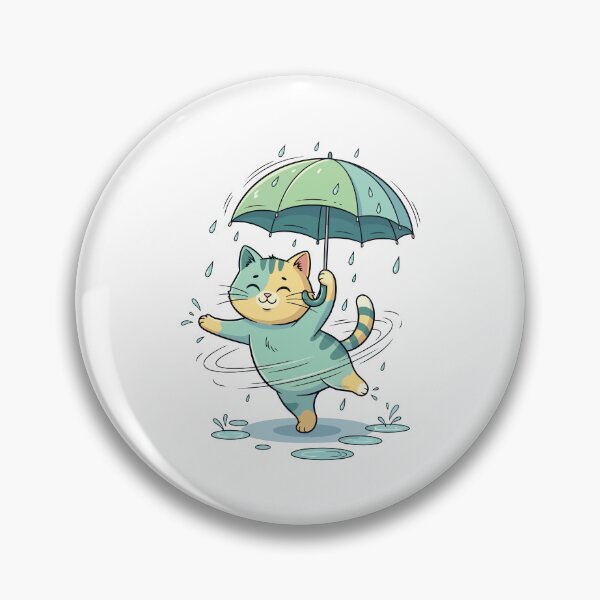 Item preview, Cute Cat Dancing In The Rain With Umbrella designed and sold by Amir Faysal.