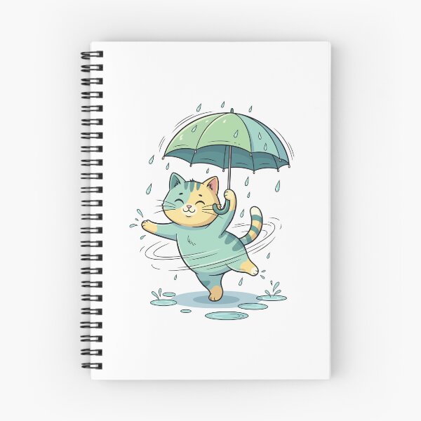 Item preview, Cute Cat Dancing In The Rain With Umbrella designed and sold by Amir Faysal.