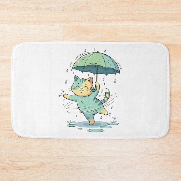 Item preview, Cute Cat Dancing In The Rain With Umbrella designed and sold by Amir Faysal.