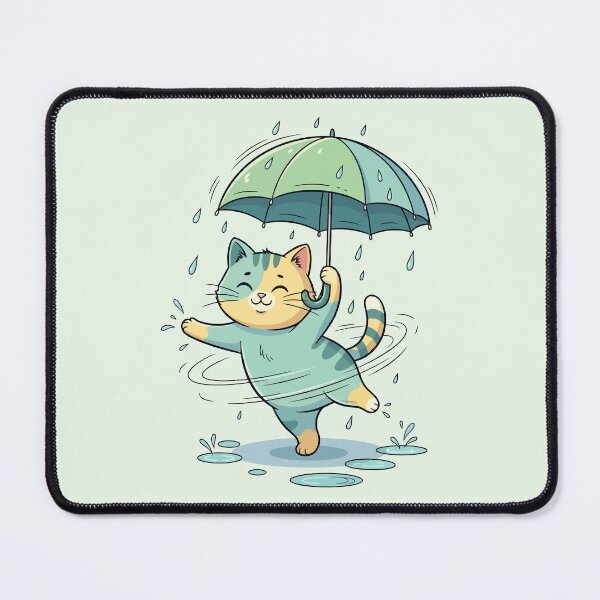 Item preview, Cute Cat Dancing In The Rain With Umbrella designed and sold by Amir Faysal.