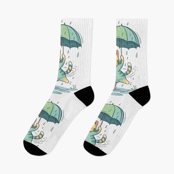 Item preview, Cute Cat Dancing In The Rain With Umbrella designed and sold by Amir Faysal.