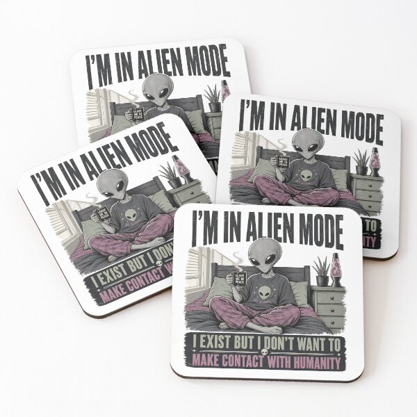 Item preview, I'm In Alien Mode – I Exist But I Don't Want to Make Contact With Humanity Funny Introvert Alien T-Shirt designed and sold by QuirkyCloud Designs.