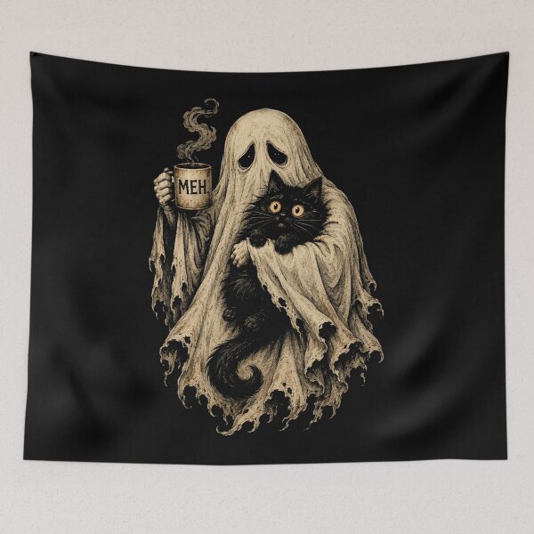 Item preview, Ghost Cat Spooky Black Cat Funny Halloween Coffee Lover designed and sold by will freed18.