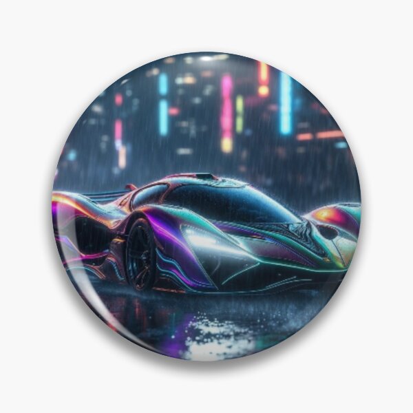 Item preview, Cyberpunk Organic Hypercar - Neon Rain Cityscape Art designed and sold by Nexus Space.