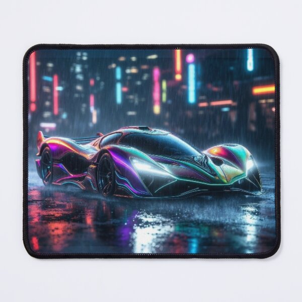 Item preview, Cyberpunk Organic Hypercar - Neon Rain Cityscape Art designed and sold by Nexus Space.