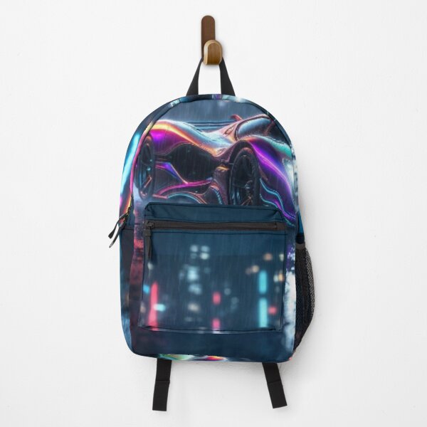 Item preview, Cyberpunk Organic Hypercar - Neon Rain Cityscape Art designed and sold by Nexus Space.
