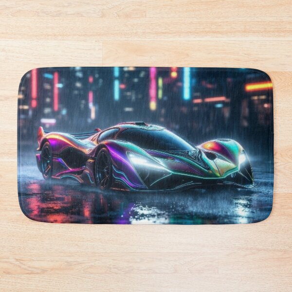 Item preview, Cyberpunk Organic Hypercar - Neon Rain Cityscape Art designed and sold by Nexus Space.