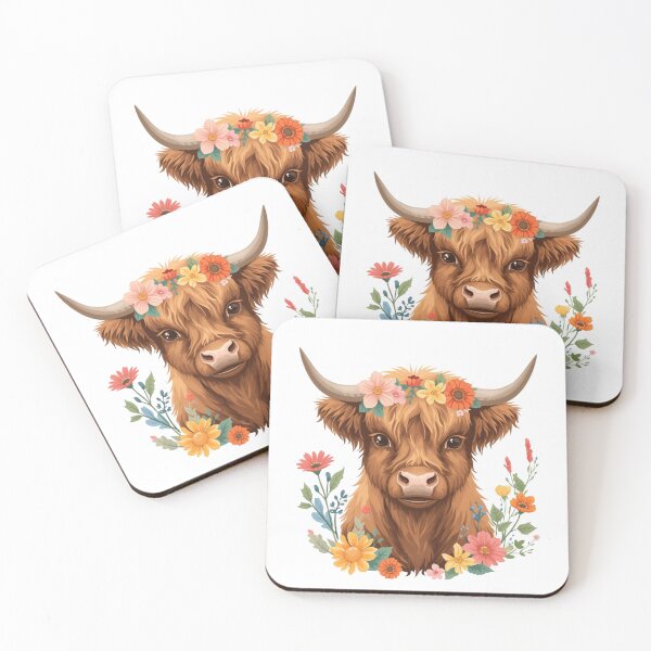 Item preview, Highland Cow with Flower Crown designed and sold by redblink store.