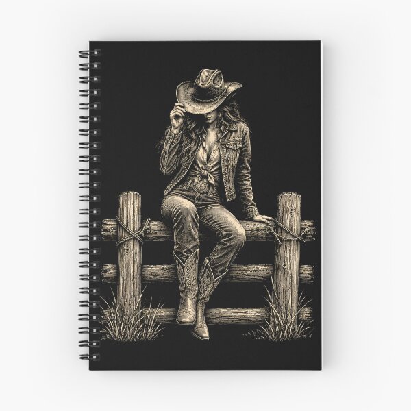 Item preview, Cowgirl Sitting on Fence at Dusk Western Art designed and sold by will freed18.