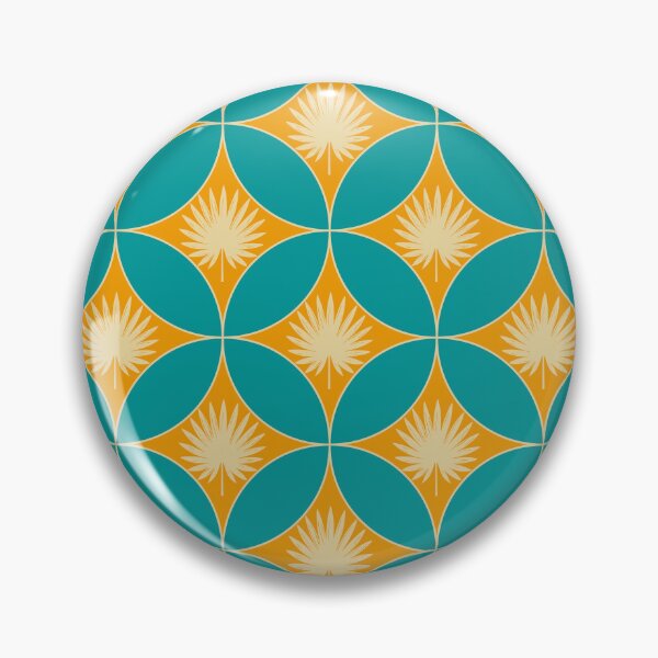 Item preview, Retro Sunburst Circles Teal & Gold Geometrics Pattern E9 designed and sold by StefanStudioArt.