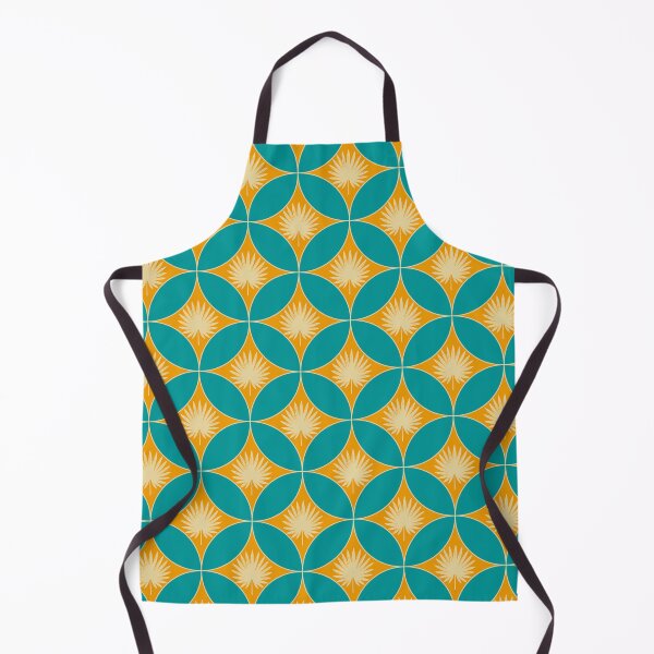 Item preview, Retro Sunburst Circles Teal & Gold Geometrics Pattern E9 designed and sold by StefanStudioArt.