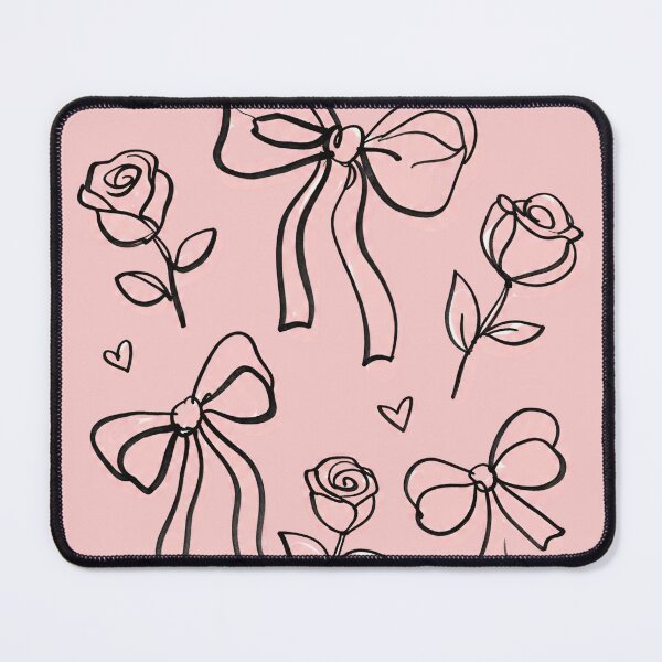 Item preview, Elegant Coquette Bows and Roses Pattern - Minimalist Black Ink Line Art designed and sold by ranivibes008.