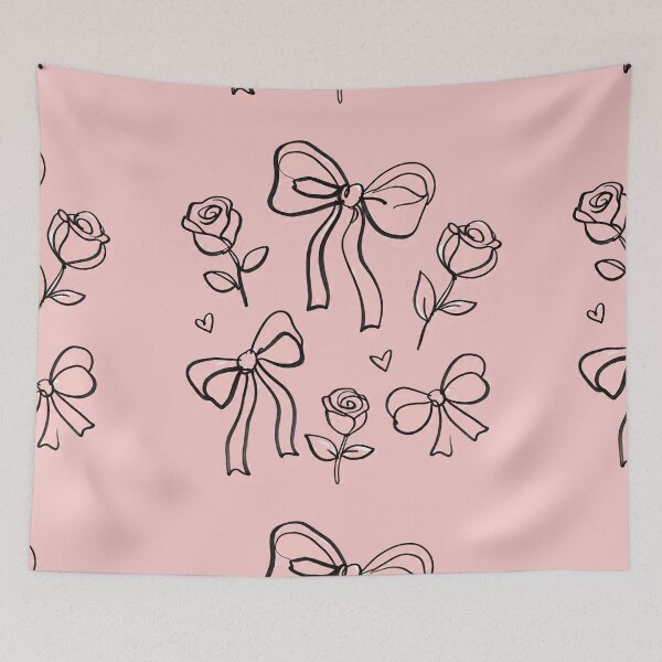 Item preview, Elegant Coquette Bows and Roses Pattern - Minimalist Black Ink Line Art designed and sold by ranivibes008.