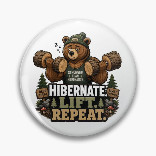 Item preview, Hibernate Lift Repeat Funny Weightlifting Bear Gym Design designed and sold by Sticker vibes.co.