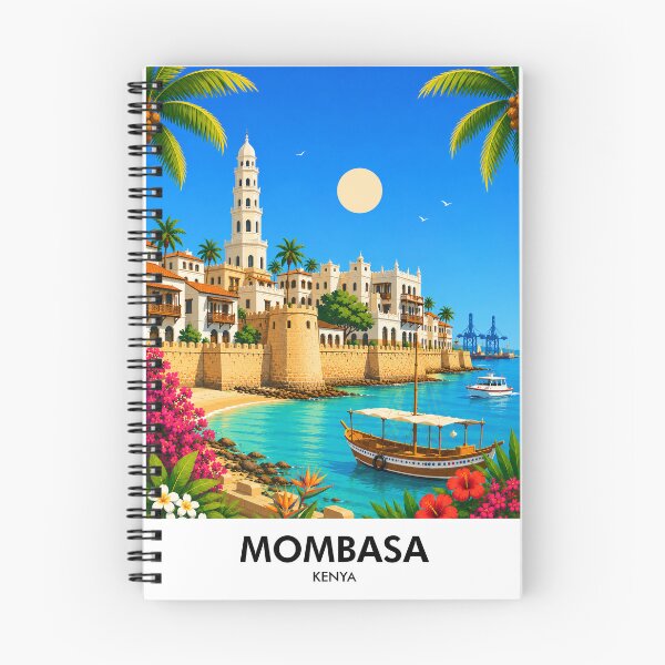 Item preview, Mombasa Retro Travel Print designed and sold by HomeLivingCo.