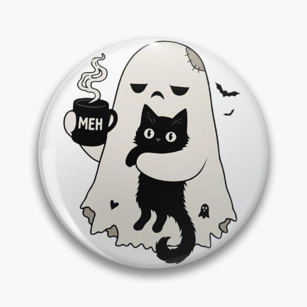 Item preview, Cute Spooky Ghost Holding Black Cat and Meh Coffee Mug designed and sold by haitrieuic96.