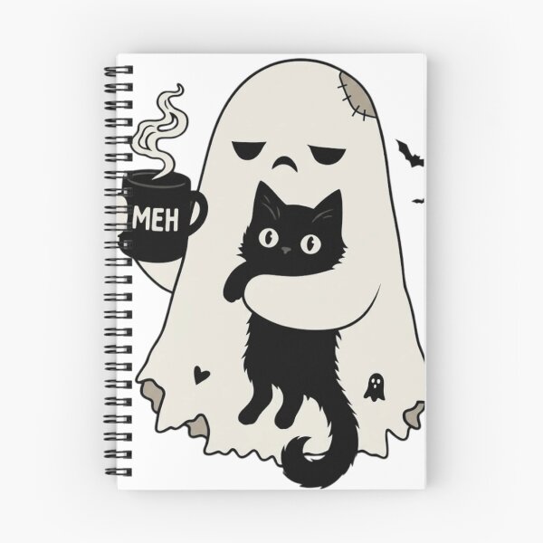 Item preview, Cute Spooky Ghost Holding Black Cat and Meh Coffee Mug designed and sold by haitrieuic96.