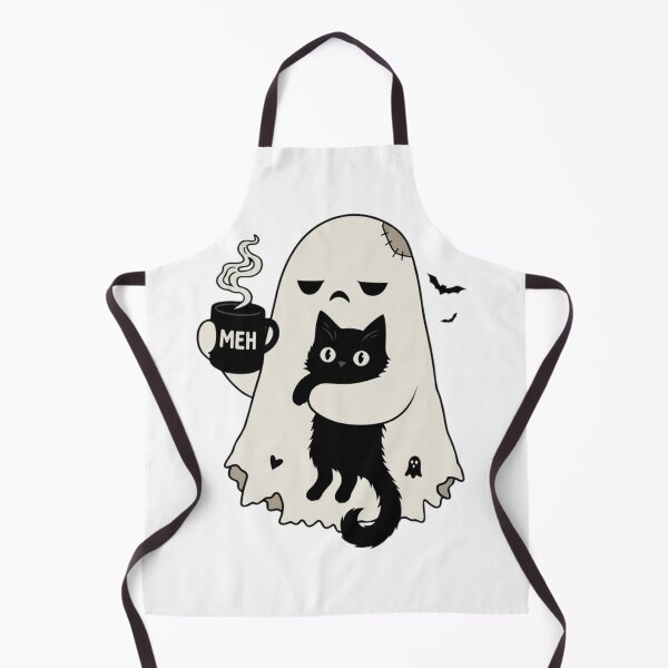 Item preview, Cute Spooky Ghost Holding Black Cat and Meh Coffee Mug designed and sold by haitrieuic96.
