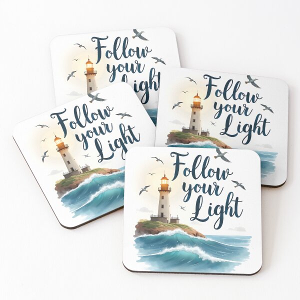 Item preview, Follow Your Light Inspirational Lighthouse Quote Design for Ocean Lovers designed and sold by Connys Colorful World.