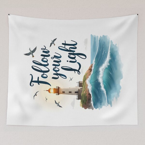 Item preview, Follow Your Light Inspirational Lighthouse Quote Design for Ocean Lovers designed and sold by Connys Colorful World.