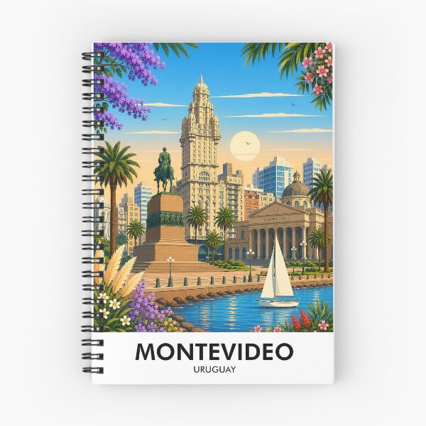 Aperçu de l'œuvre Impression de voyage rétro de Montevideo créée et vendue par HomeLivingCo.