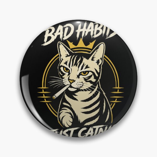 Item preview, Bad Habits Just Catnip – Luxury Funny Cat Quote with Bold Vintage Typography and Cool Attitude designed and sold by Huddy-clothes.