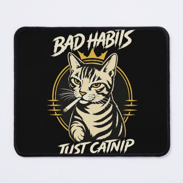 Item preview, Bad Habits Just Catnip – Luxury Funny Cat Quote with Bold Vintage Typography and Cool Attitude designed and sold by Huddy-clothes.