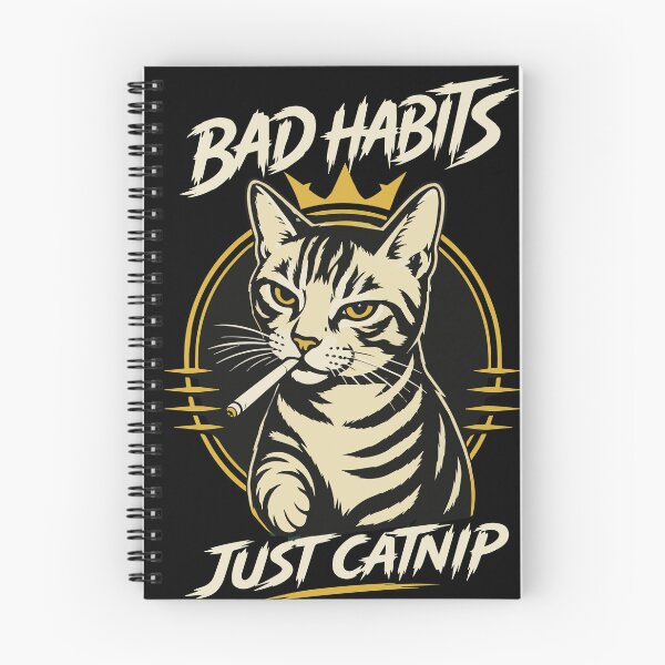 Item preview, Bad Habits Just Catnip – Luxury Funny Cat Quote with Bold Vintage Typography and Cool Attitude designed and sold by Huddy-clothes.