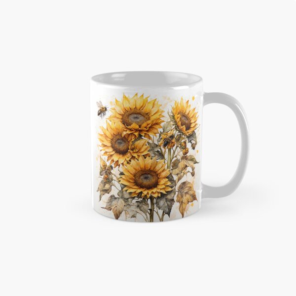 Item preview, Sunflower and Bees Watercolor Painting designed and sold by RawNaturePrints.