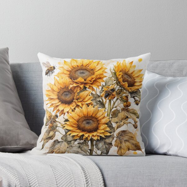 Item preview, Sunflower and Bees Watercolor Painting designed and sold by RawNaturePrints.