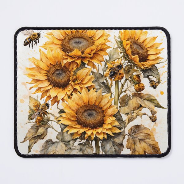 Item preview, Sunflower and Bees Watercolor Painting designed and sold by RawNaturePrints.