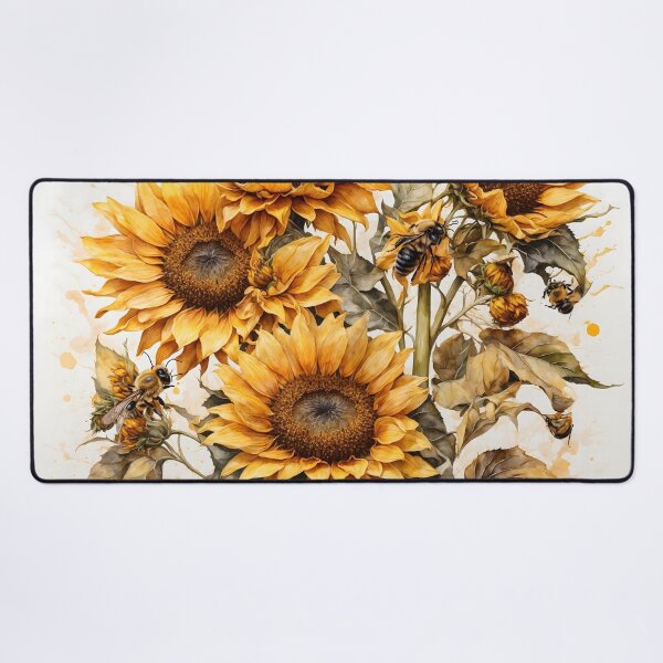 Item preview, Sunflower and Bees Watercolor Painting designed and sold by RawNaturePrints.