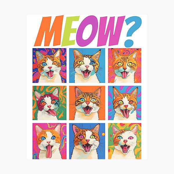 Item preview, Meow? Funny Cats Vintage Pop Art Cat Lovers designed and sold by SecretDicer.