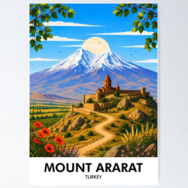Item preview, Mount Ararat Retro Travel Print designed and sold by HomeLivingCo.