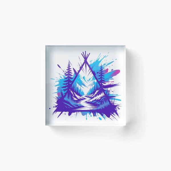 Item preview, Neon Mountain Forest Graphic Illustration - Abstract Trash Polka Nature Landscape designed and sold by GabeMountainArt.