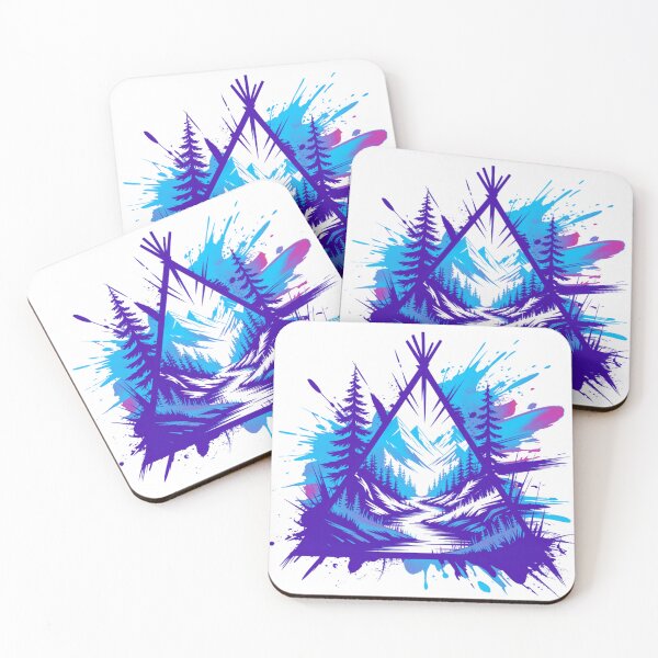 Item preview, Neon Mountain Forest Graphic Illustration - Abstract Trash Polka Nature Landscape designed and sold by GabeMountainArt.