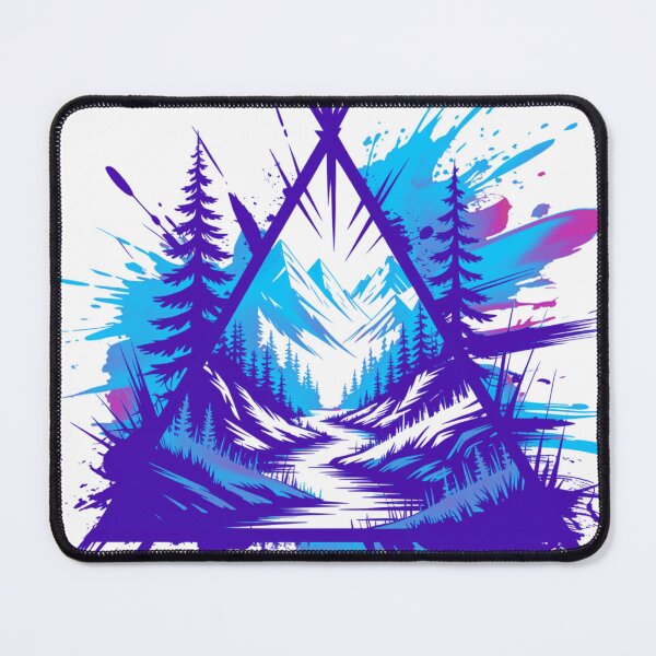 Item preview, Neon Mountain Forest Graphic Illustration - Abstract Trash Polka Nature Landscape designed and sold by GabeMountainArt.