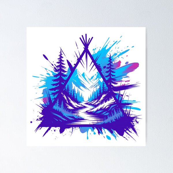 Item preview, Neon Mountain Forest Graphic Illustration - Abstract Trash Polka Nature Landscape designed and sold by Gabe1983.
