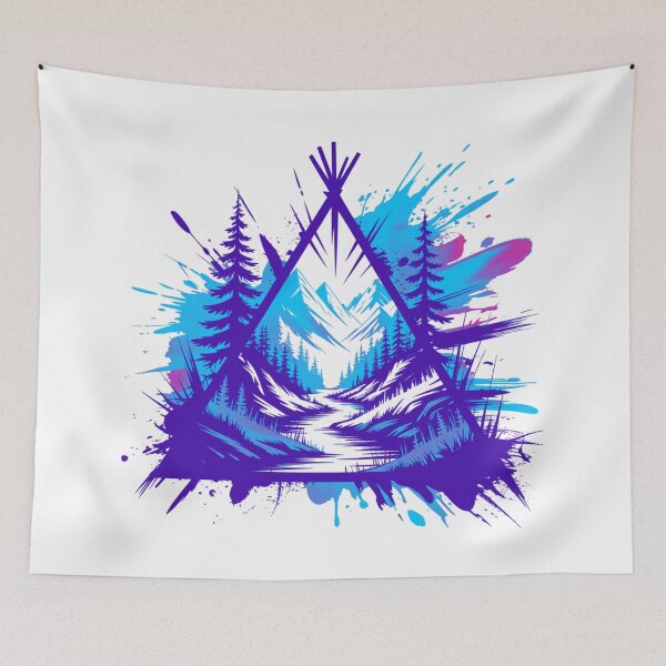 Item preview, Neon Mountain Forest Graphic Illustration - Abstract Trash Polka Nature Landscape designed and sold by GabeMountainArt.