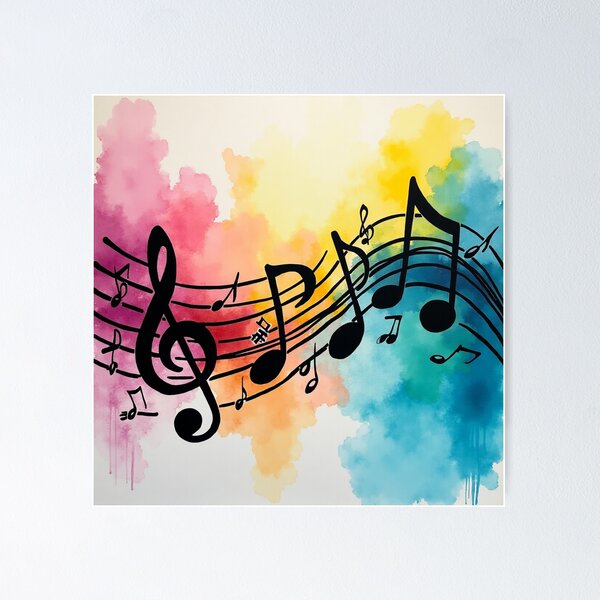 Item preview, Colorful Watercolor Music Notes Art. designed and sold by fbtrisha.