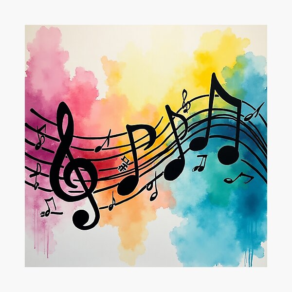 Artikelvorschau, Farbenfrohe Aquarellkunst mit Musiknoten. entworfen und verkauft von fbtrisha.