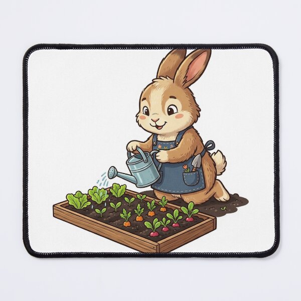 Item preview, Cute Bunny Gardener Watering Vegetable Seedlings designed and sold by YNAMREG.