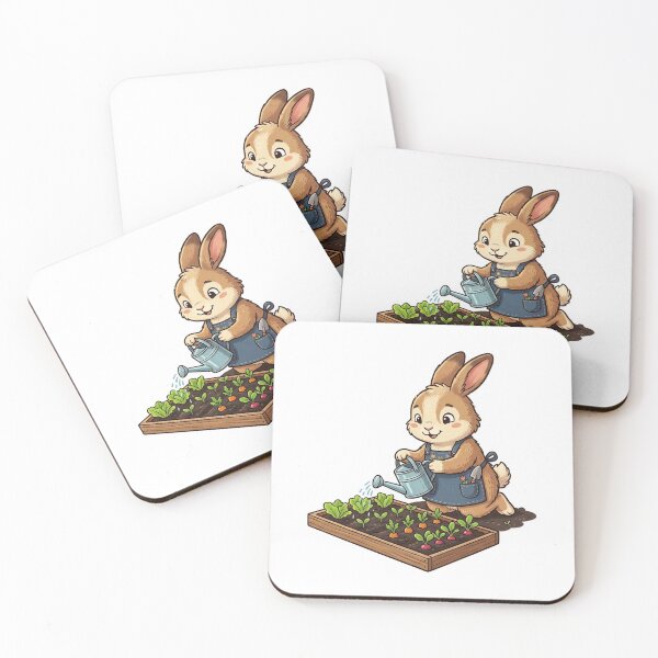 Item preview, Cute Bunny Gardener Watering Vegetable Seedlings designed and sold by YNAMREG.