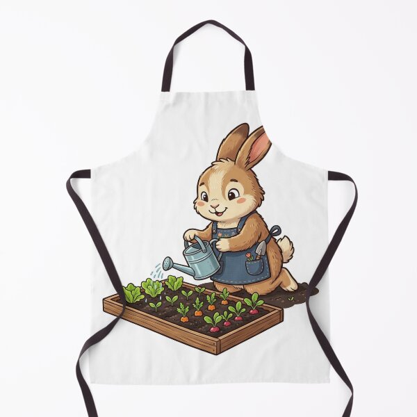 Item preview, Cute Bunny Gardener Watering Vegetable Seedlings designed and sold by YNAMREG.