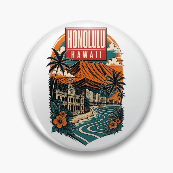 Item preview, Honolulu Hawaii USA Vintage Travel Tourism Art designed and sold by TravelersGems.